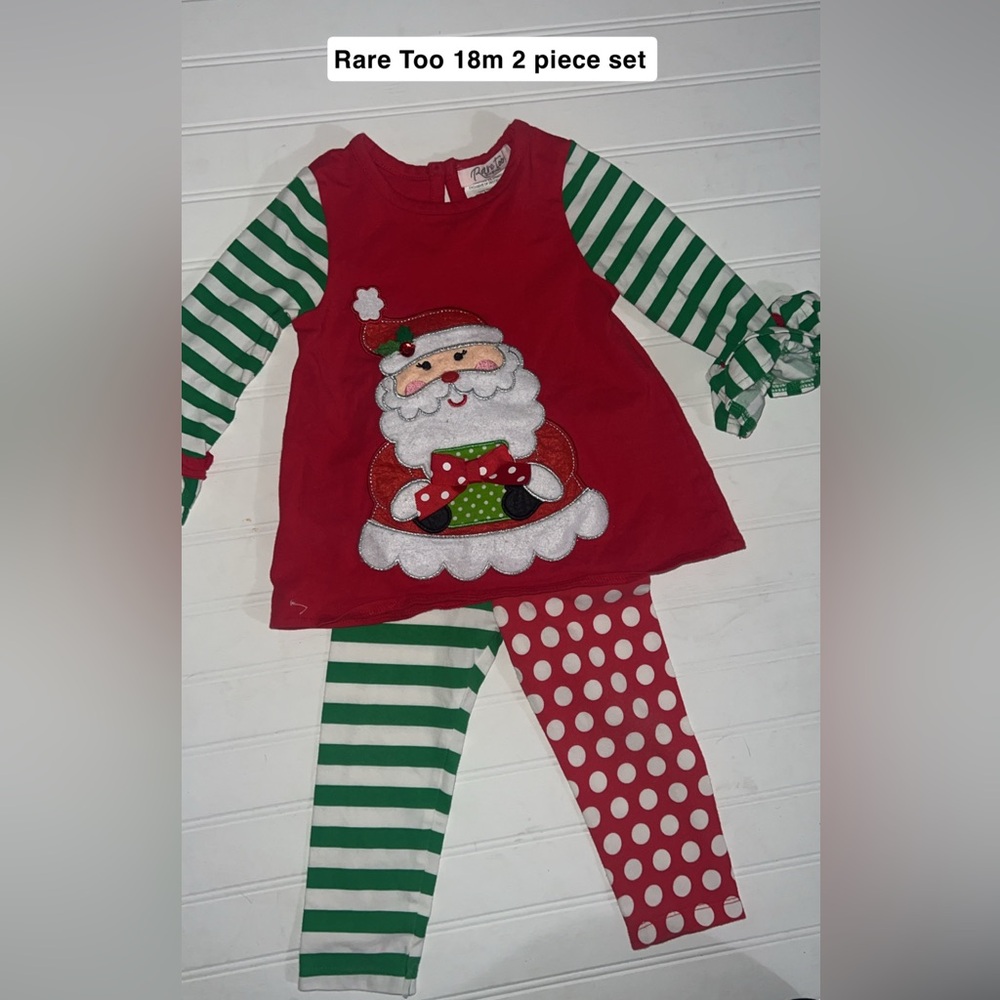 Rare Editions Santa Pajama Set - Red, Green, and White